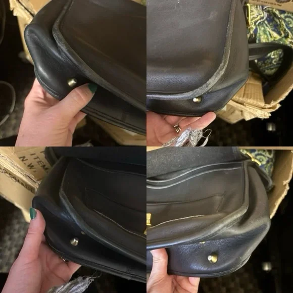 Coach stewardess Black Leather Shoulder Bag with Gold Accents - Picture 15 of 15